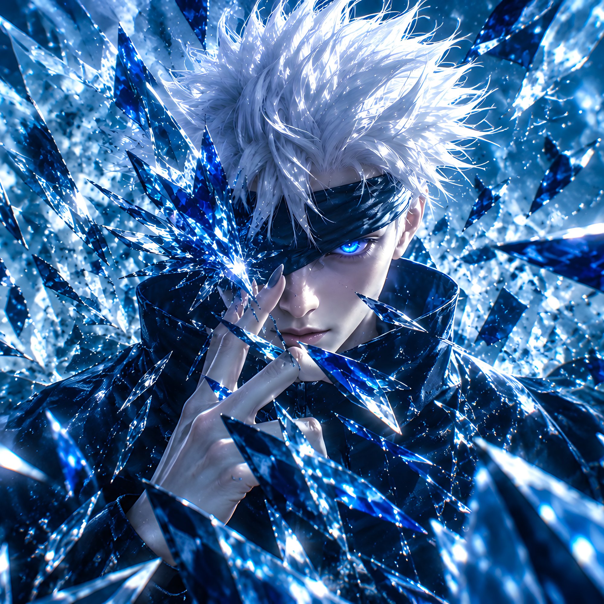Gojo Satoru Among Glass Shards - Wallpapers for Samsung/Xiaomi in 2000x2000 resolution