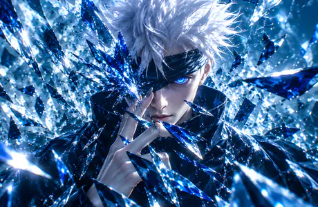 Hand Wallpapers for Apple MacBook 16″ (3072x1920): Gojo Satoru, Jujutsu Kaisen, hand, shards