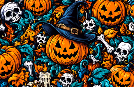 Full HD Hat wallpapers (1920x1080): Halloween, jack-o-lantern, skull, candles