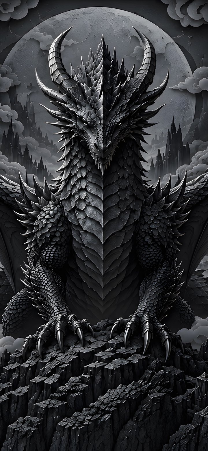Horned Dragon on a Mountain Peak - Wallpapers for Samsung Galaxy A11/A20e/A20/M11, Xiaomi Redmi 9A/9C, POCO C40 in 720x1560 resolution