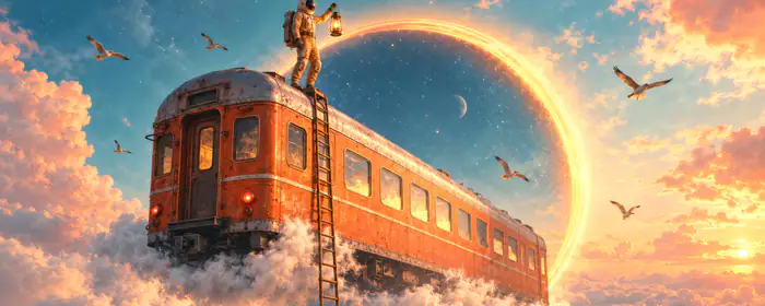 UltraWide 21:9 Evening wallpapers (3440x1440): astronaut, train, clouds, ring