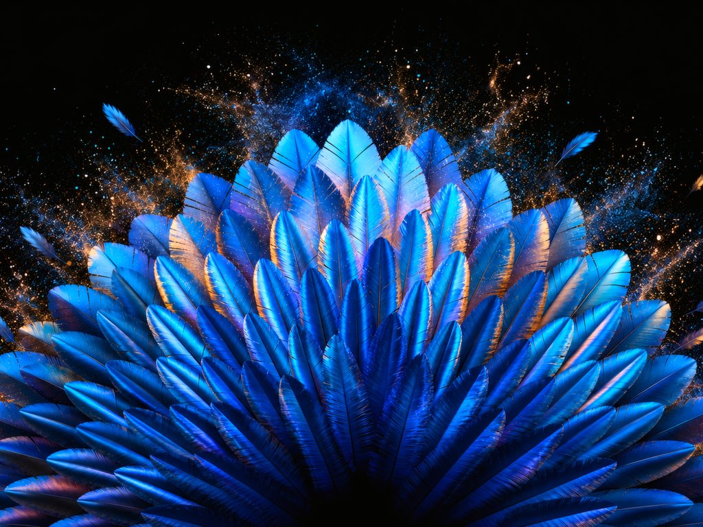 Composition of exotic blue feathers - XVGA wallpapers in 1024x768 resolution