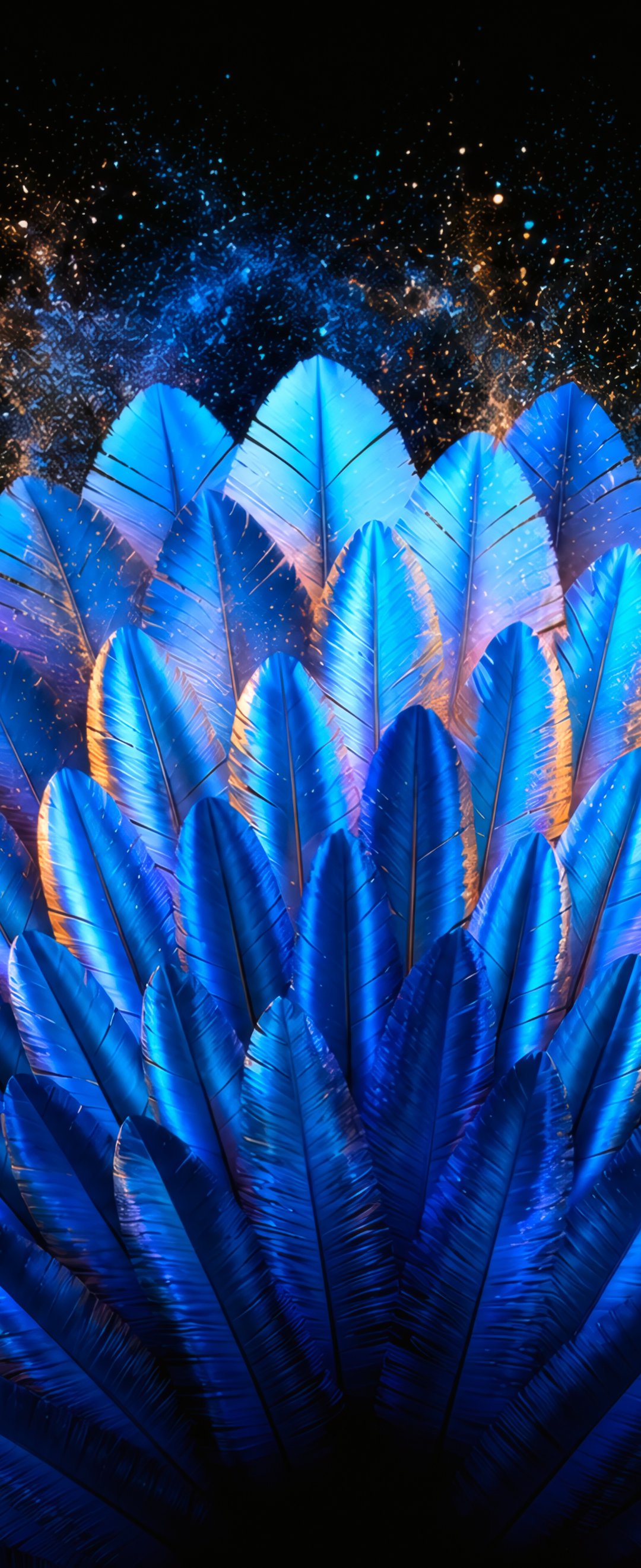 Composition of exotic blue feathers - Wallpapers for Samsung Galaxy Z Flip6, Motorola Razr 2025 in 1080x2640 resolution