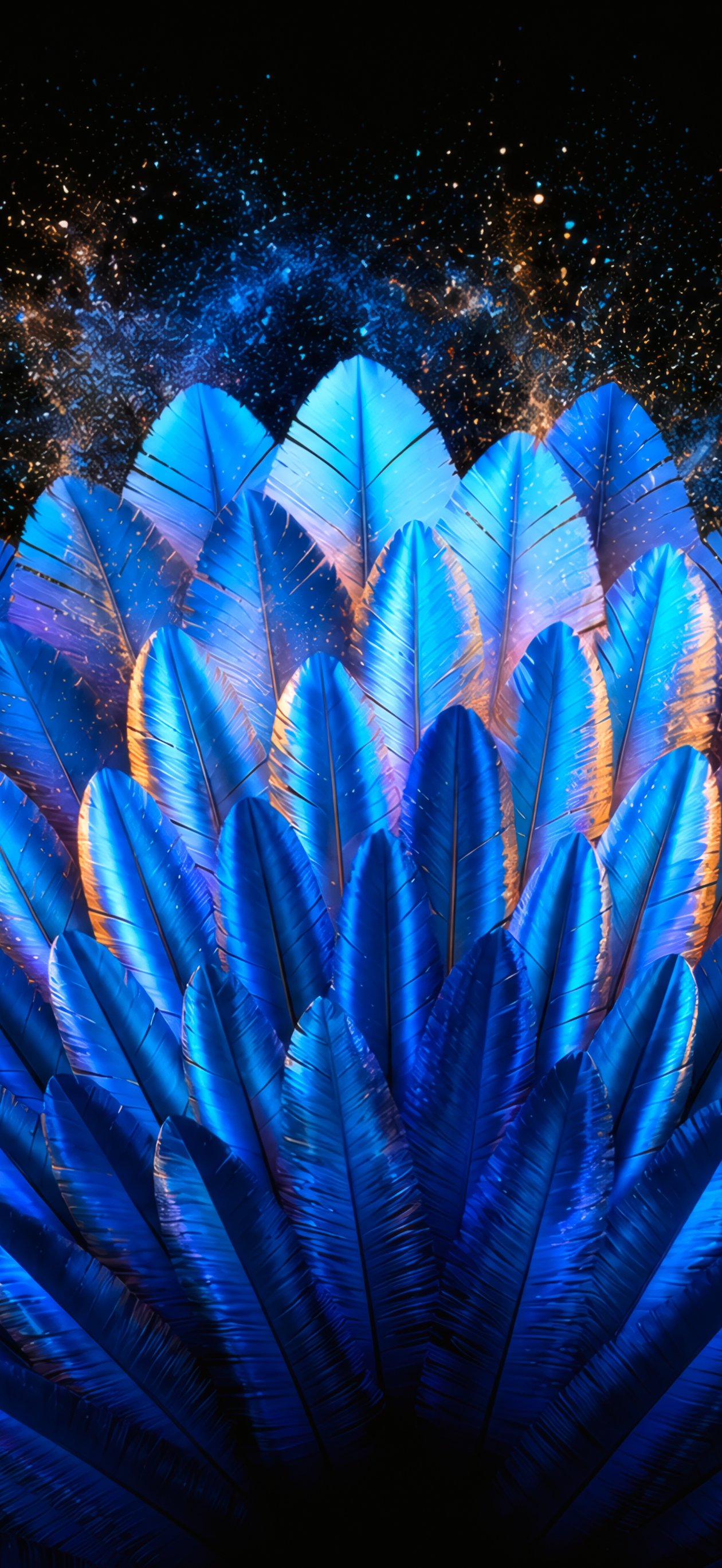 Composition of exotic blue feathers - Wallpapers for iPhone Air in 1260x2736 resolution