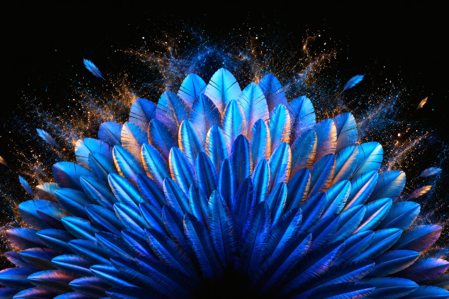 Composition of exotic blue feathers - Microsoft Surface 12.4″ wallpapers in 1536x1024 resolution