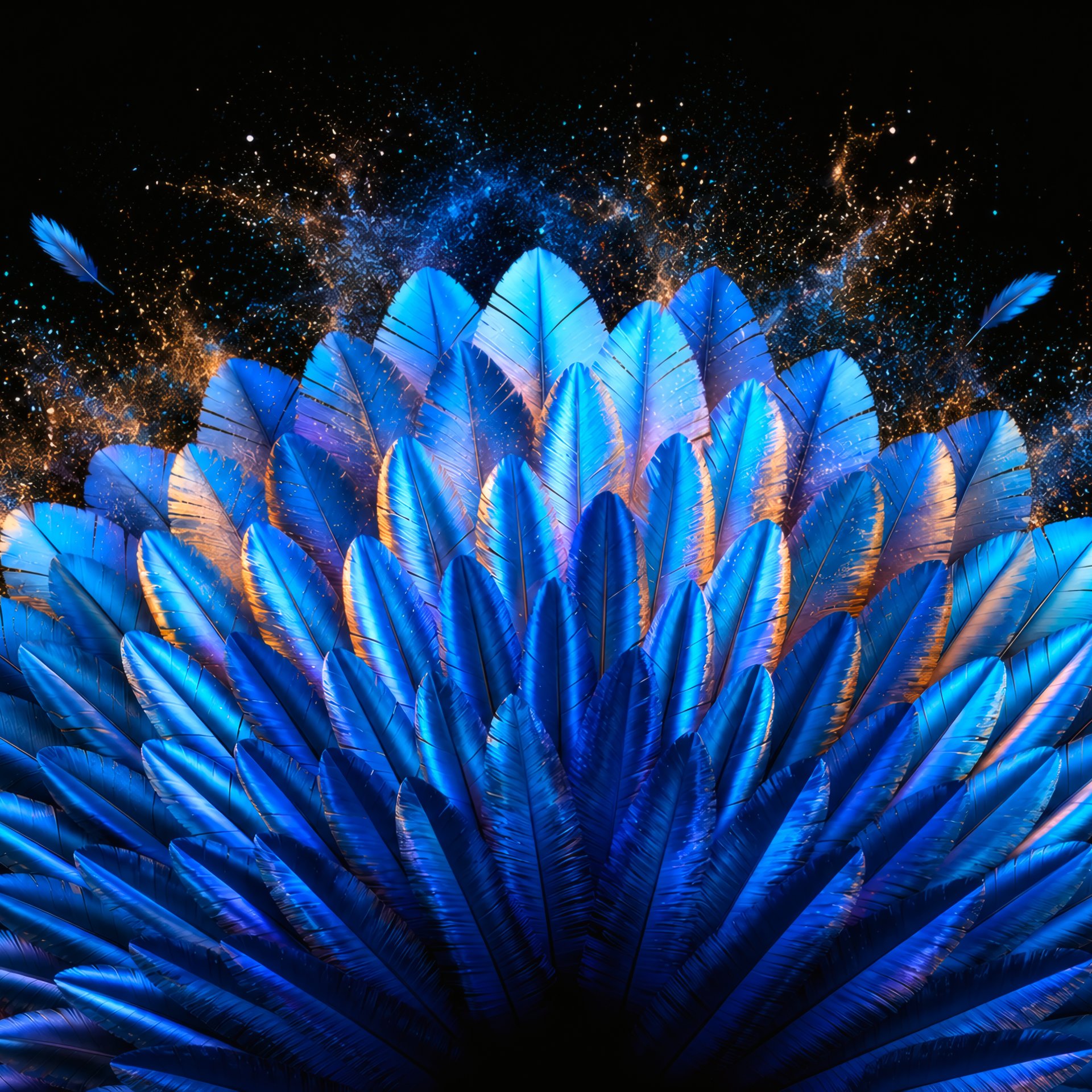 Composition of exotic blue feathers - Wallpapers for Samsung Galaxy Tab in 1920x1920 resolution
