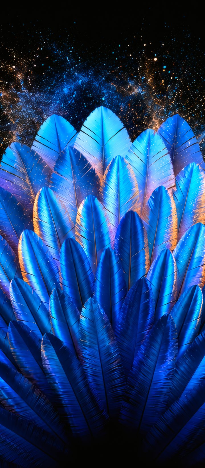 Composition of exotic blue feathers - Wallpapers for Xiaomi Redmi 14C, POCO C71/C75/M7, Infinix Note 8 in 720x1640 resolution