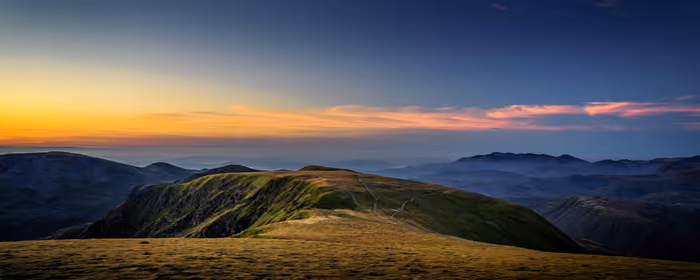 UltraWide 21:9 обои рельеф (2560x1080): закат, горы, долина, облака