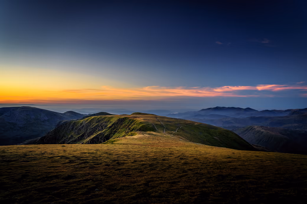 Sunset at the top of the mountain — desktop and phone wallpaper, free download