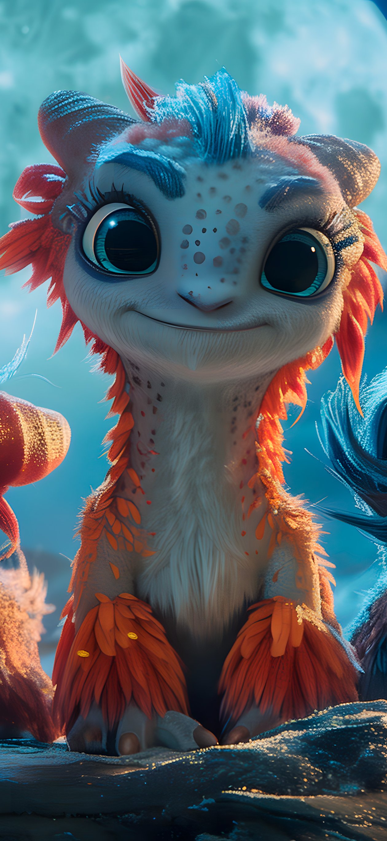 Three fantasy creatures under a moon - Wallpapers for iPhone Air in 1260x2736 resolution