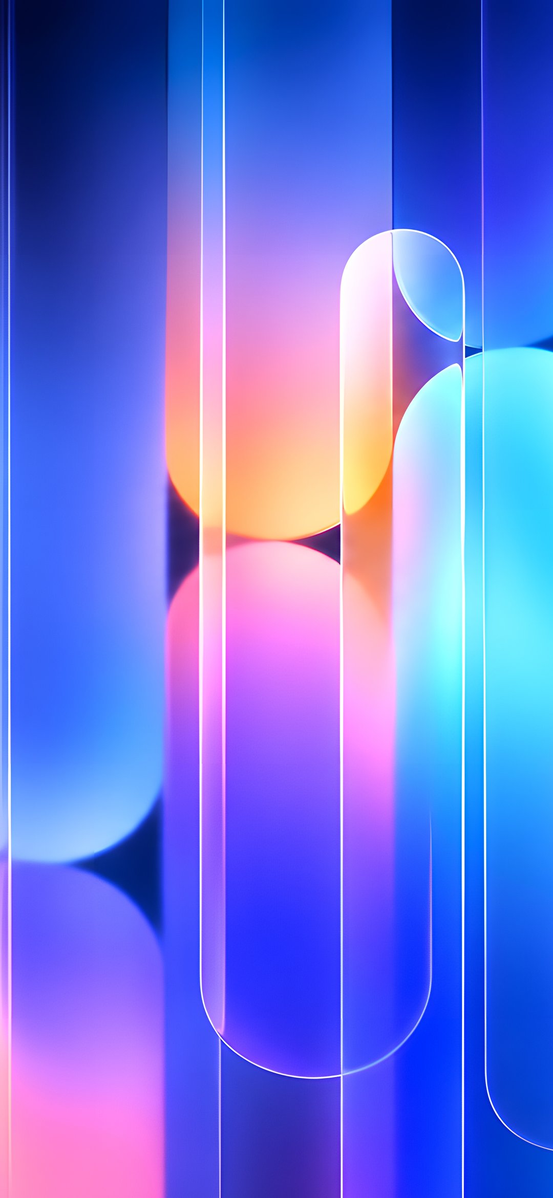 Neon Gradient Capsules - Wallpapers for iPhone 12 mini/13 mini, Samsung Galaxy S24/S24 FE/S25/S25 FE/S26/A55/A56/A35/A26/A16/M15, Xiaomi, Sony Xperia in 1080x2340 resolution