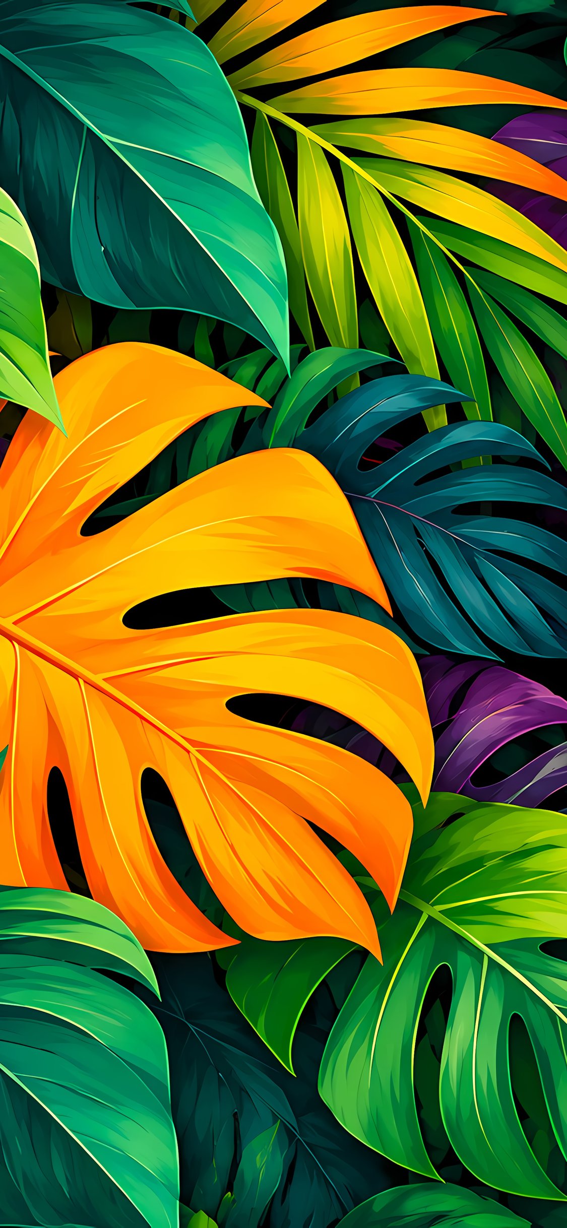 Tropical Monstera Leaf Pattern - Wallpapers for iPhone X/XS/11 Pro in 1125x2436 resolution