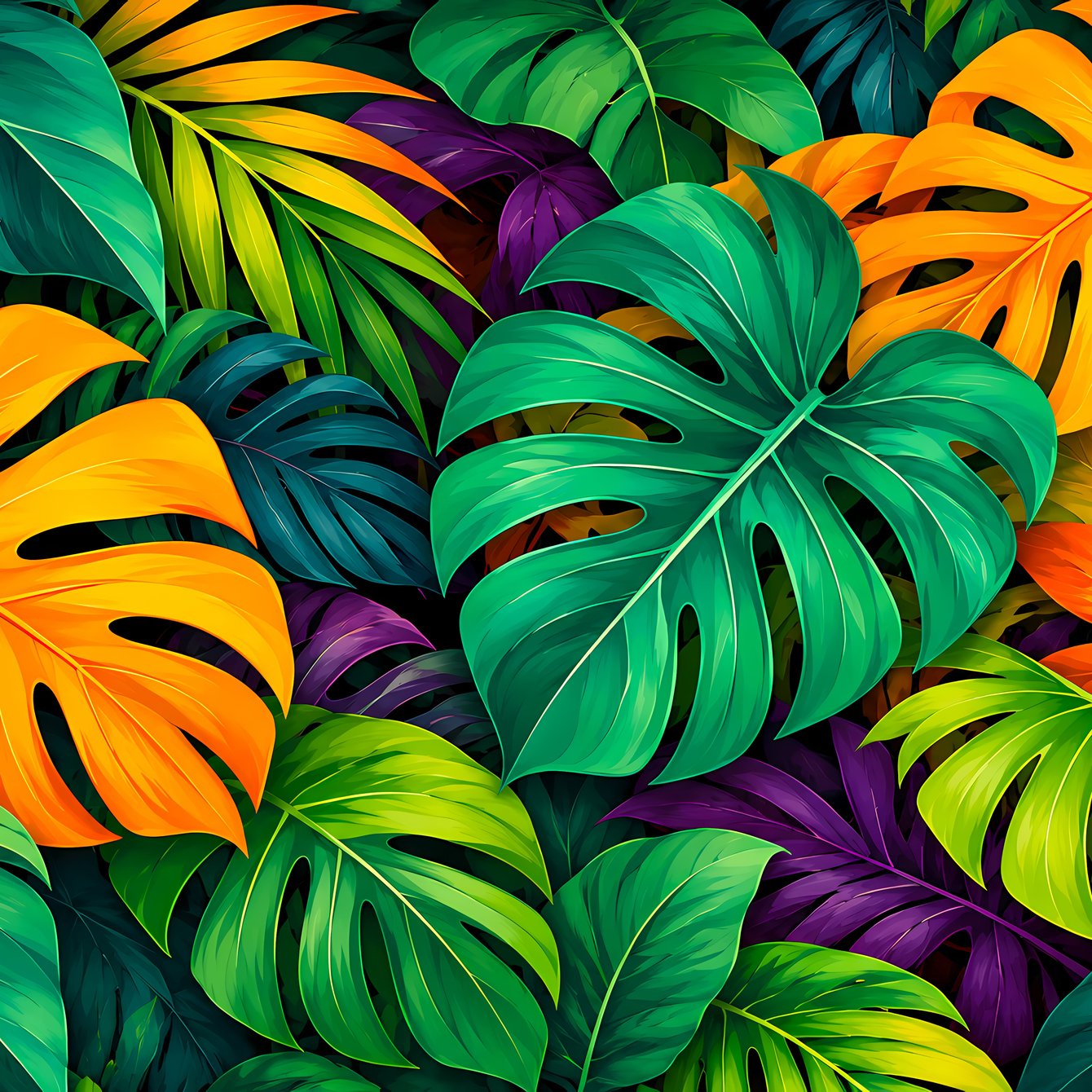 Tropical Monstera Leaf Pattern - Wallpapers for Samsung Galaxy Tab in 1340x1340 resolution
