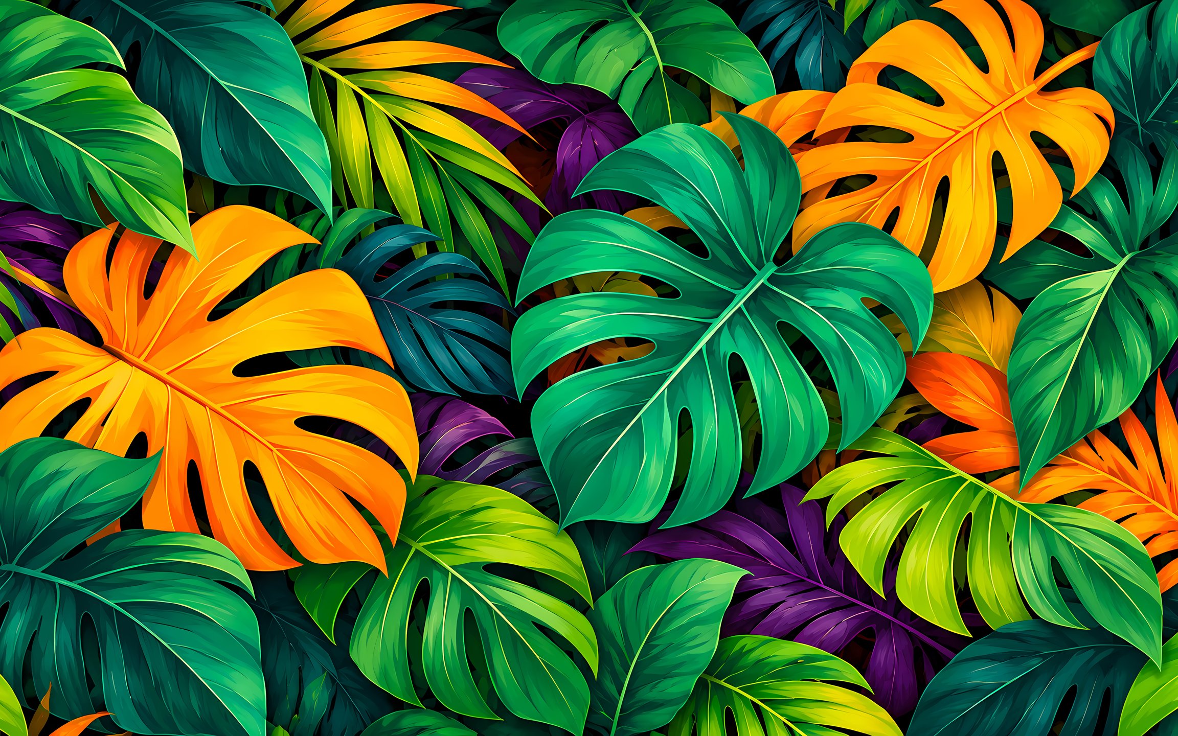 Tropical Monstera Leaf Pattern - Wallpapers for Apple MacBook 12″ in 2304x1440 resolution