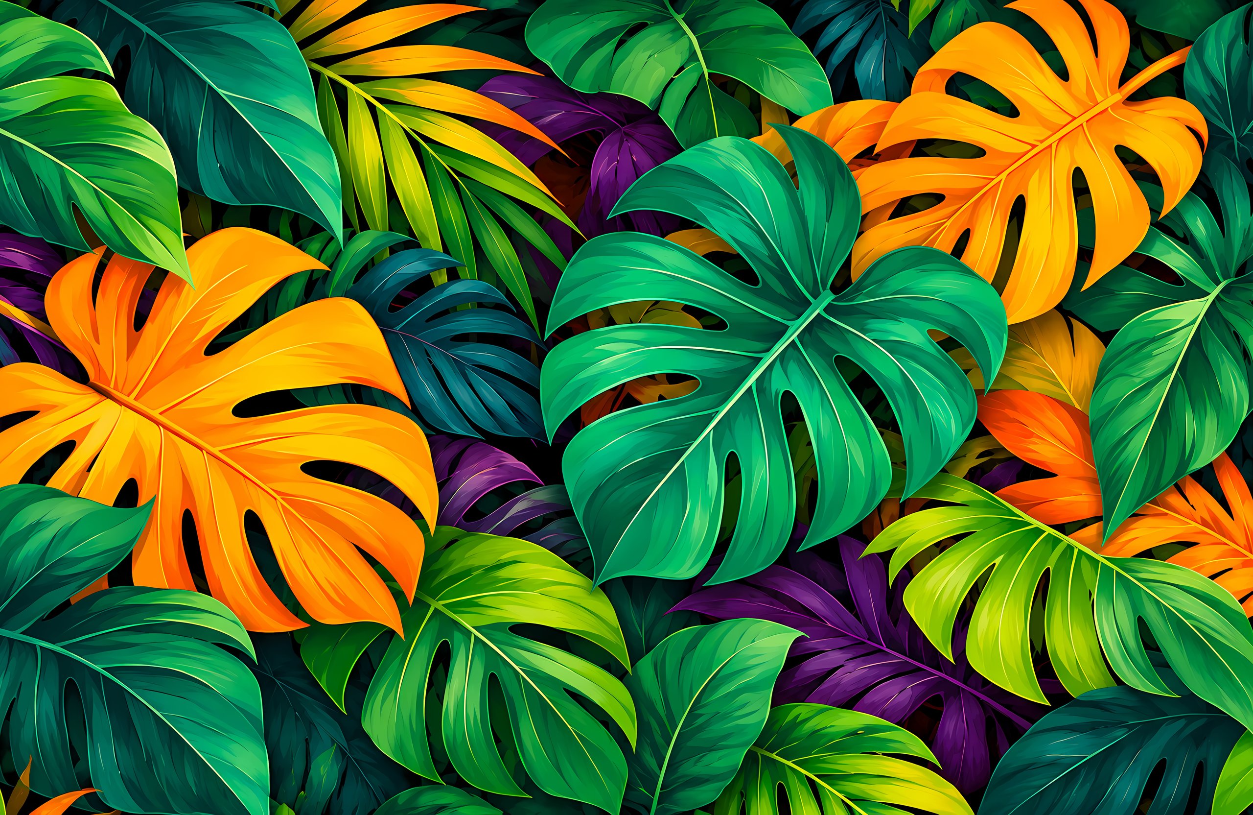 Tropical Monstera Leaf Pattern - Wallpapers for Apple MacBook Air 13 M2″ in 2560x1664 resolution