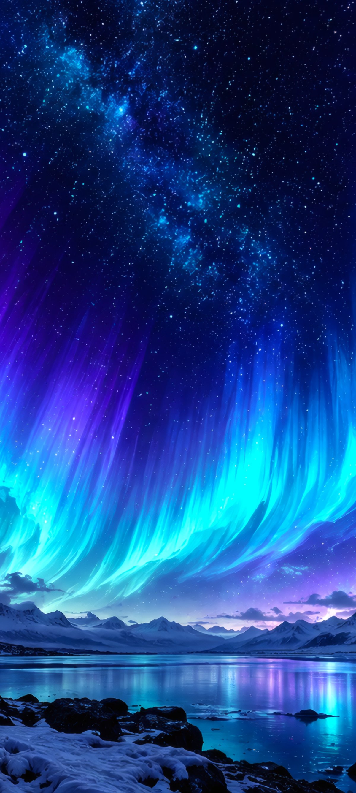 Blue Aurora Over an Arctic Lake - Wallpapers for Xiaomi 15 in 1200x2670 resolution
