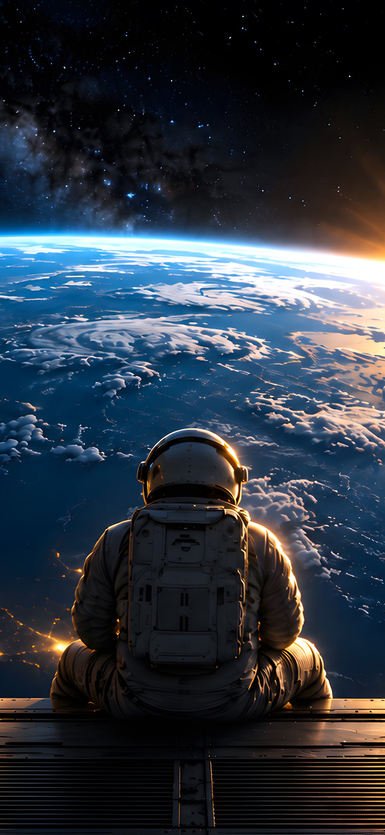 Astronaut Viewing Earth from Orbit - Wallpapers for iPhone 13 Pro Max/12 Pro Max/14 Plus in 1284x2778 resolution