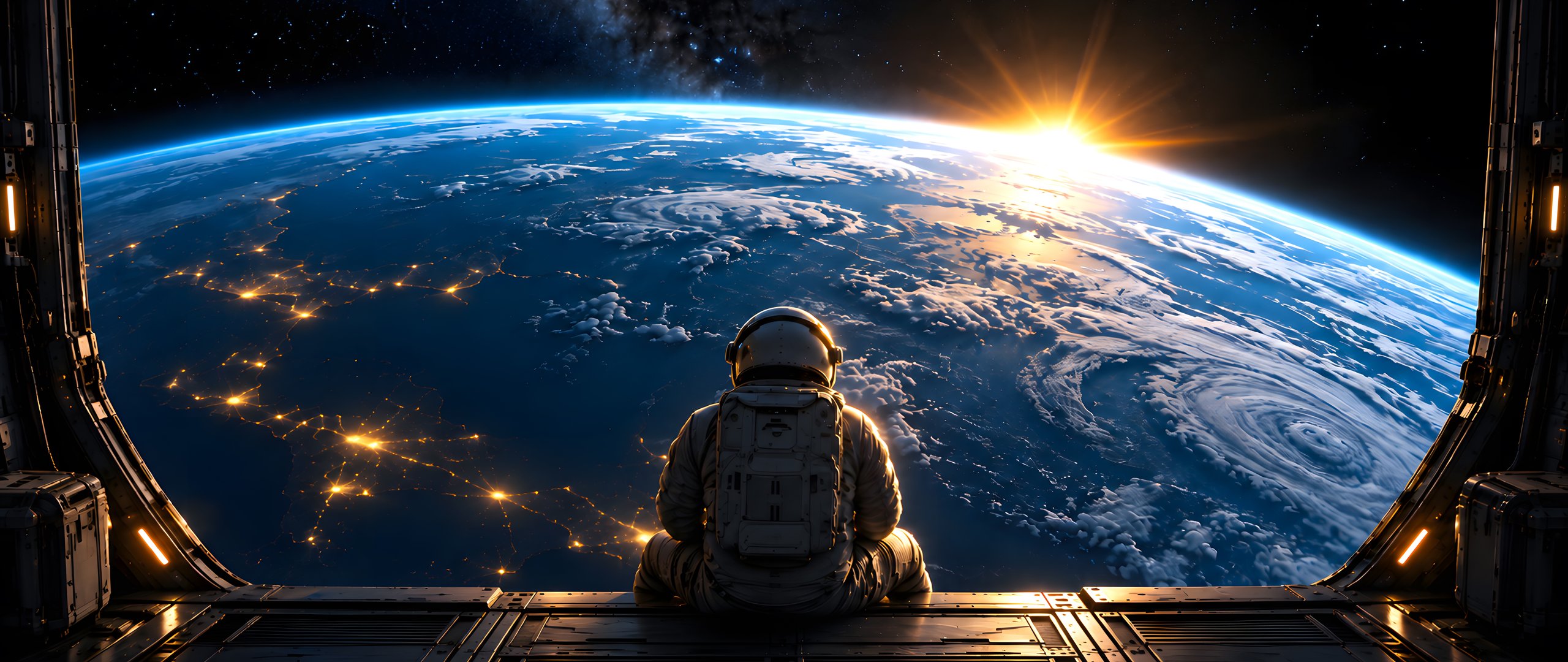 Astronaut Viewing Earth from Orbit - UltraWide 21:9 wallpapers in 2560x1080 resolution