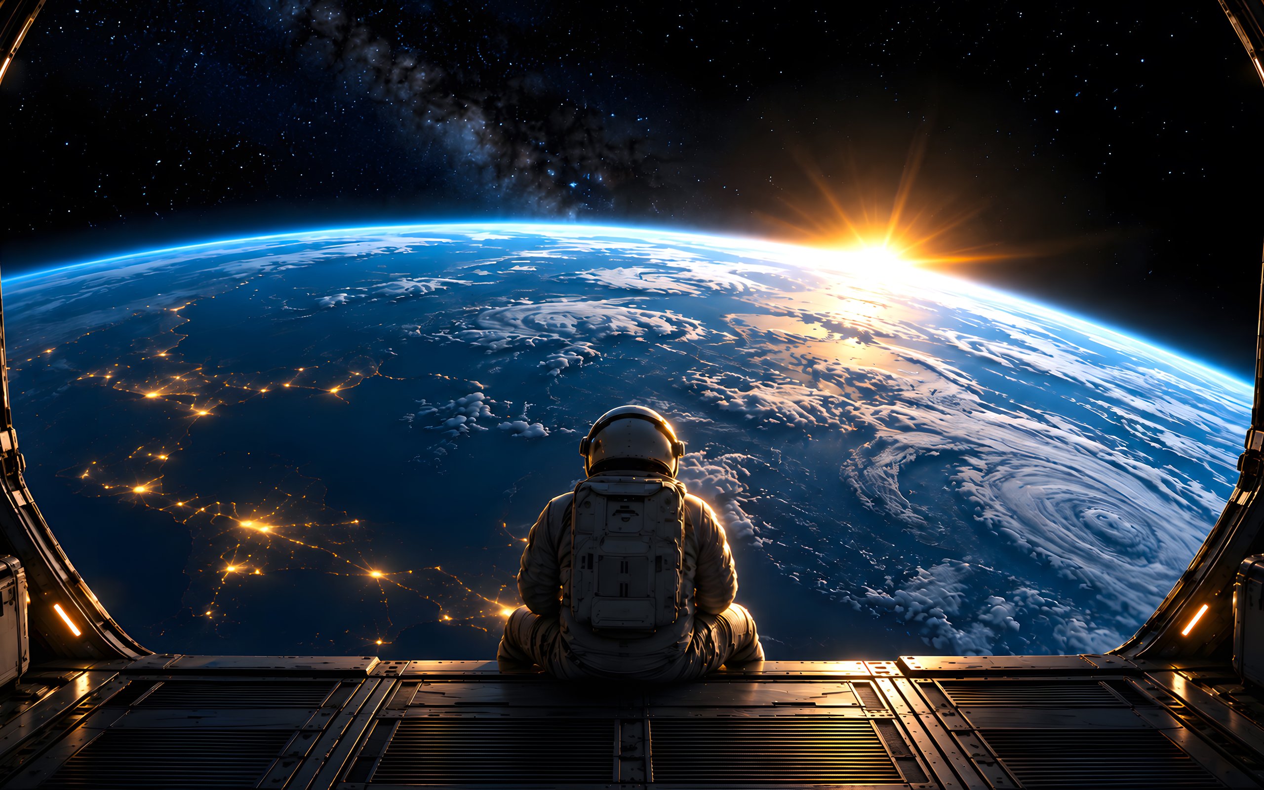 Astronaut Viewing Earth from Orbit - WQXGA and for Apple MacBook Air 13 wallpapers in 2560x1600 resolution