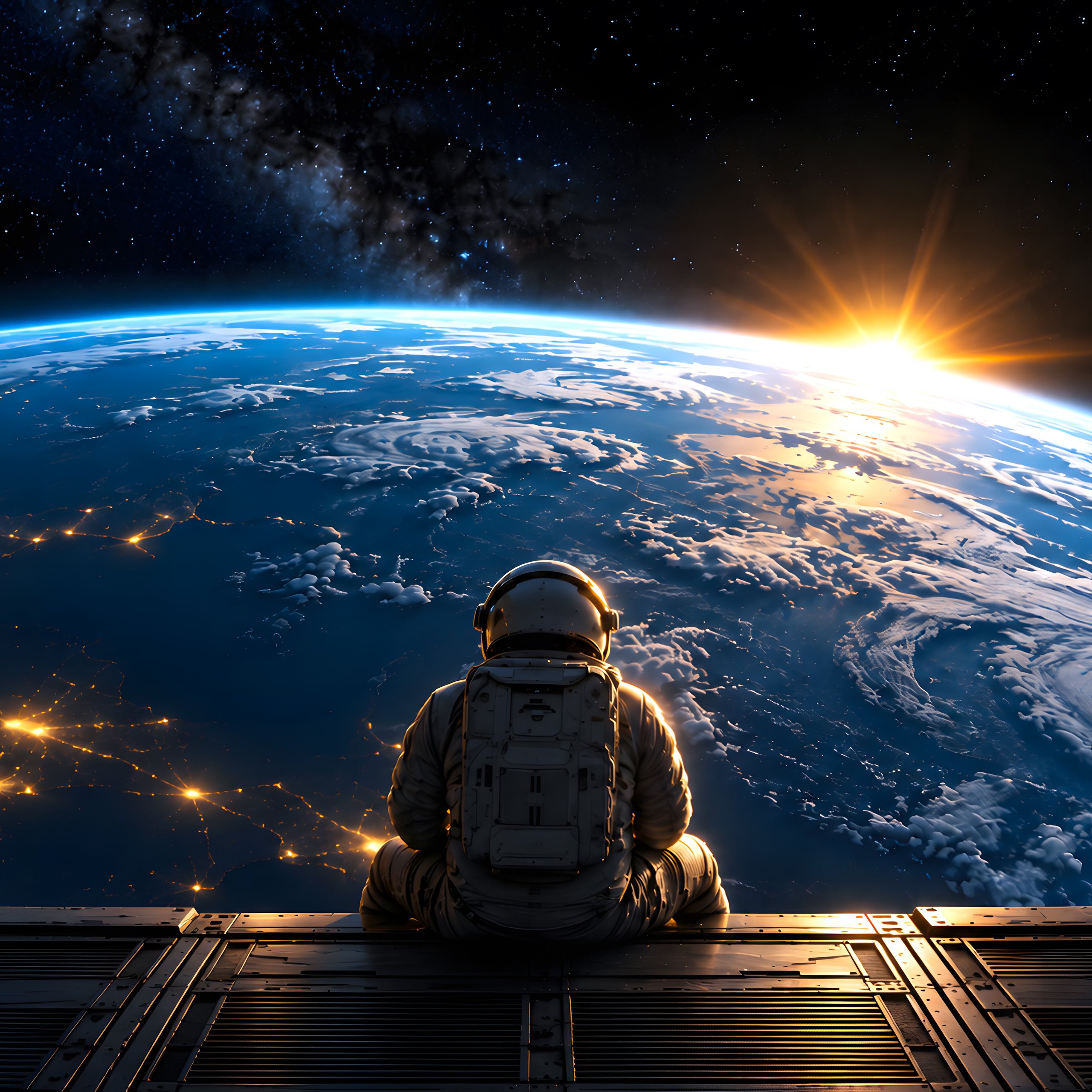 Astronaut Viewing Earth from Orbit - Wallpapers for Samsung Galaxy Tab S9 FE+/Tab S11, Xiaomi Pad 5, Redmi Pad 2 Pro, POCO Pad in 2560x2560 resolution