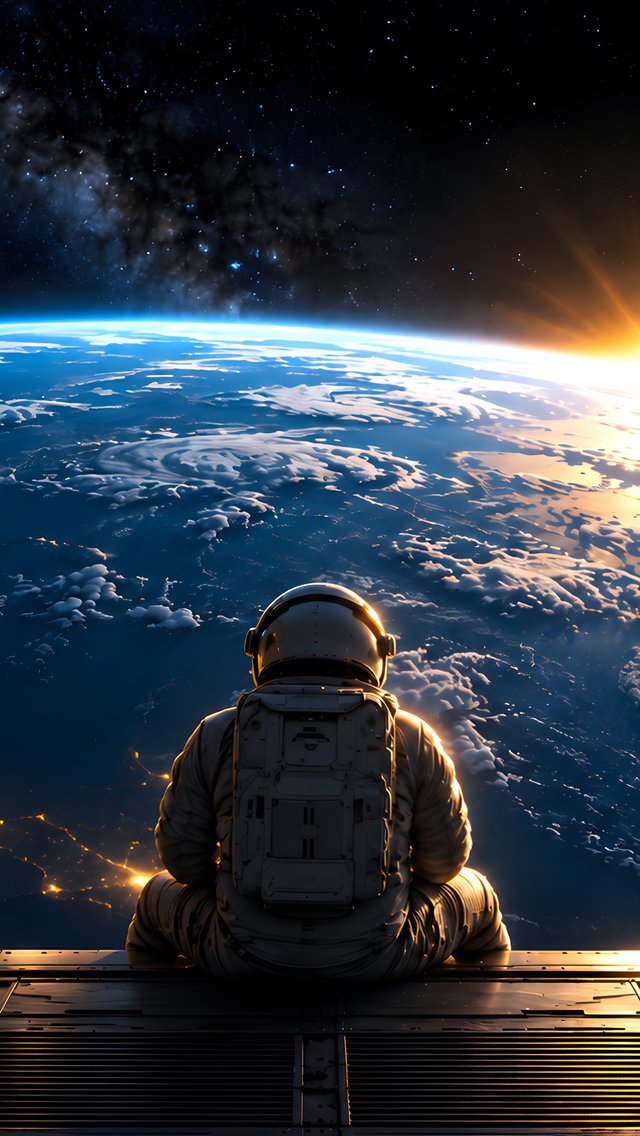 Astronaut Viewing Earth from Orbit - Wallpapers for iPhone 5/5S/5C/SE in 640x1136 resolution