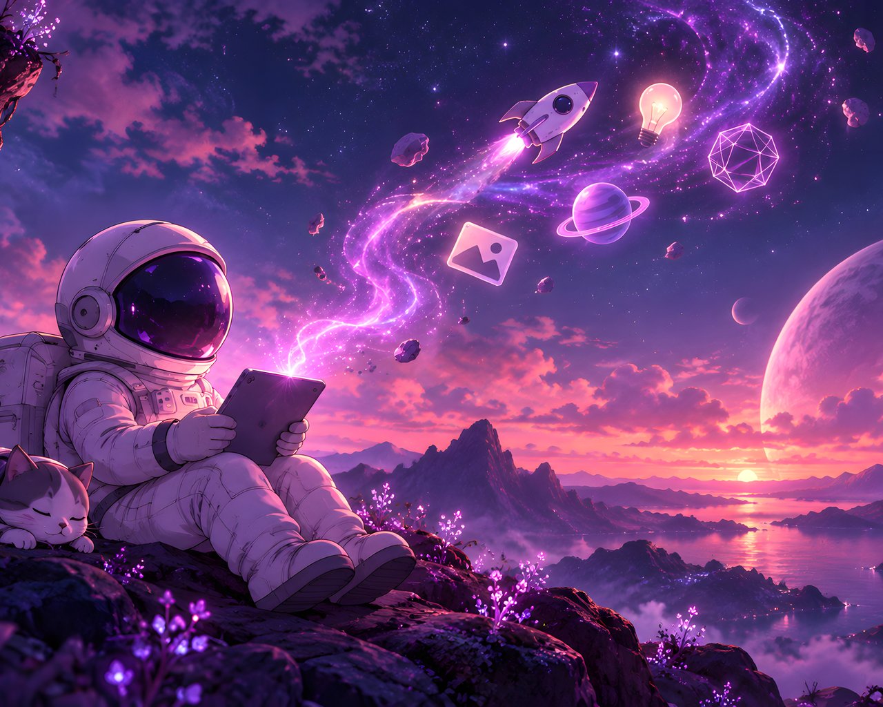 Astronaut and Cat on Alien Planet - SXGA wallpapers in 1280x1024 resolution