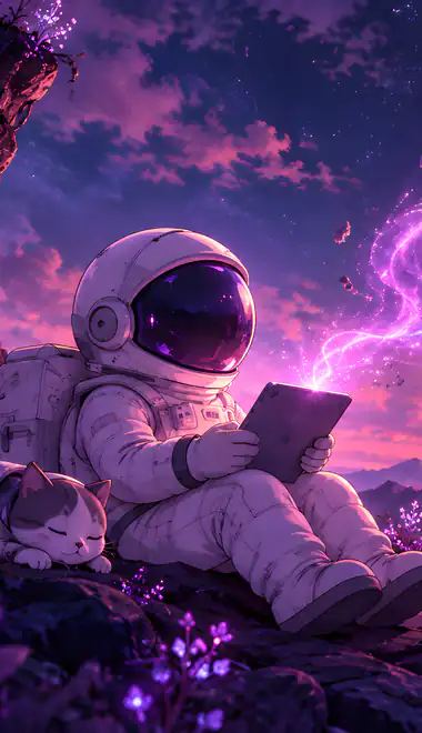 Pet Wallpapers for Samsung Galaxy A03s, Xiaomi Redmi 7A, POCO C3 (720x1440): astronaut, cat, planet, tablet