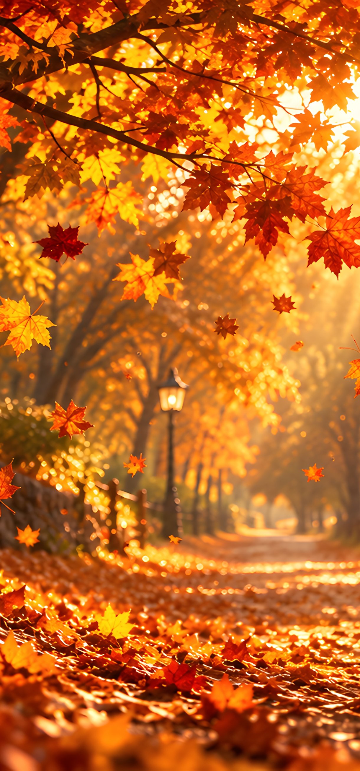 Golden Autumn Path Through the Park - Wallpapers for Xiaomi 17/17 Pro in 1220x2608 resolution