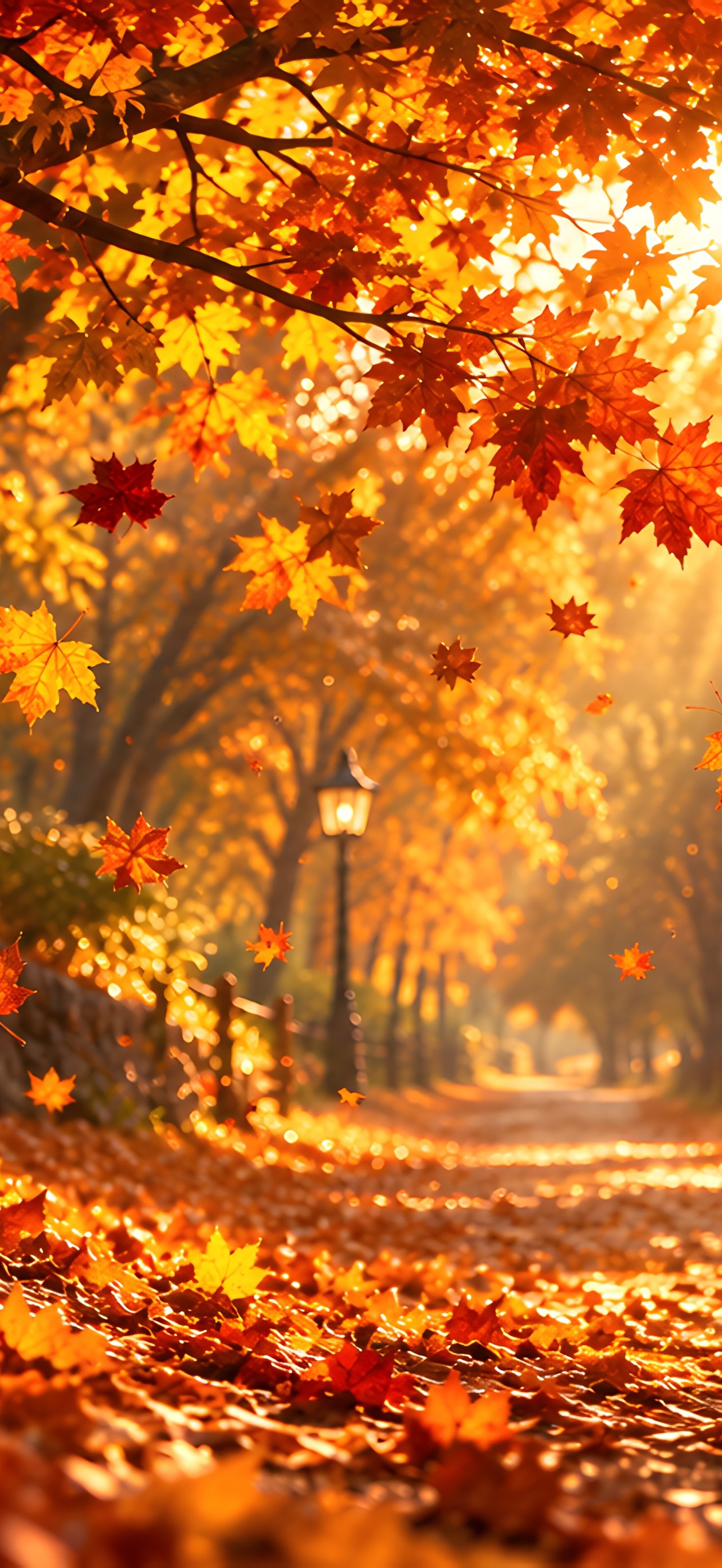 Golden Autumn Path Through the Park - Wallpapers for iPhone Air in 1260x2736 resolution