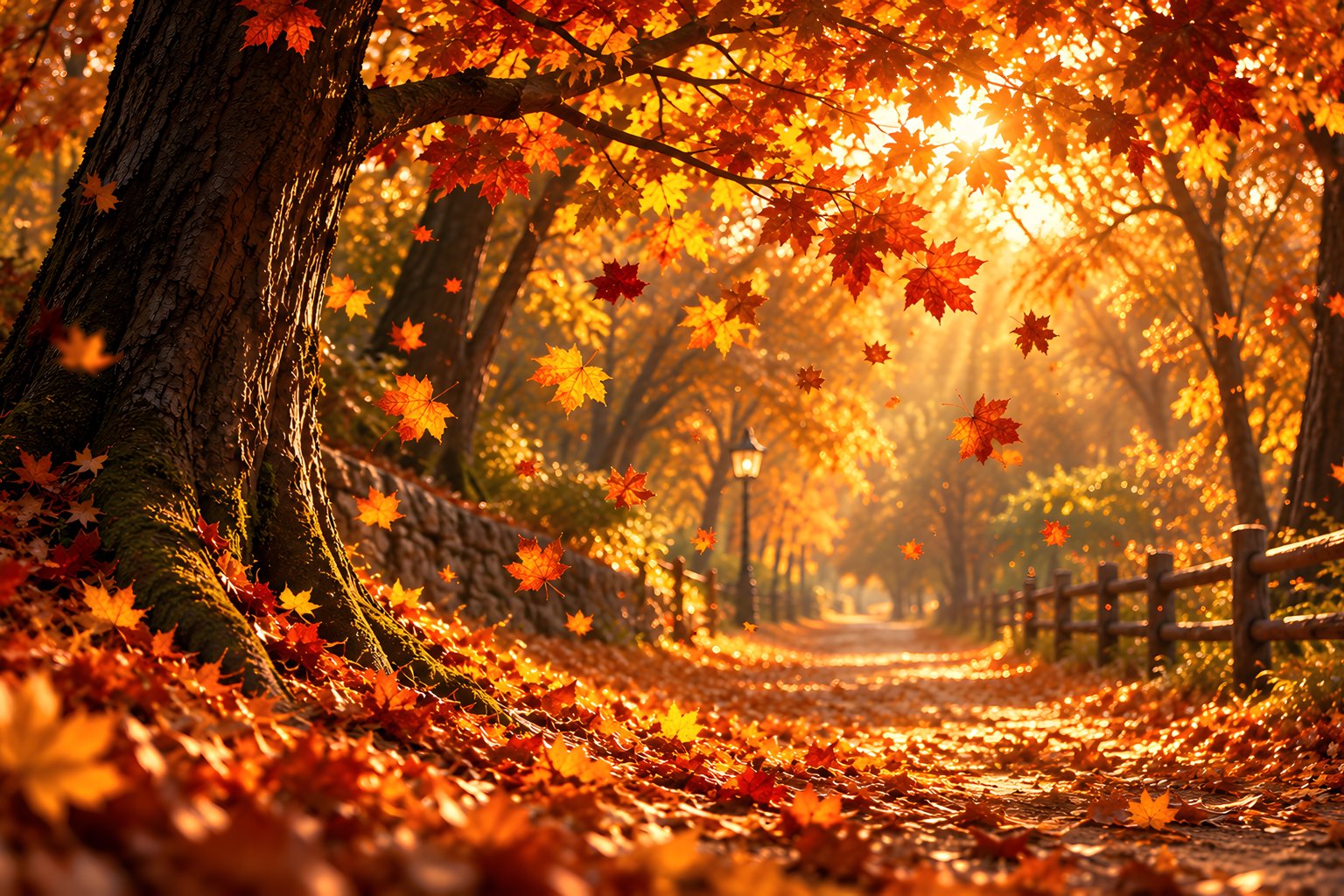 Golden Autumn Path Through the Park - Microsoft Surface 12.4″ wallpapers in 1536x1024 resolution