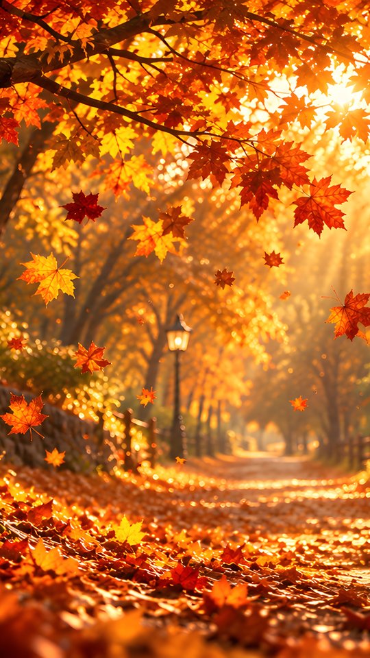 Golden Autumn Path Through the Park - Wallpapers for Samsung, HTC, Sony in 540x960 resolution