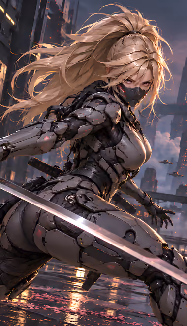 Futuristic Robot Wallpapers for Xiaomi smartphones (1220x2608): samurai, warrior women, cyberpunk, katana