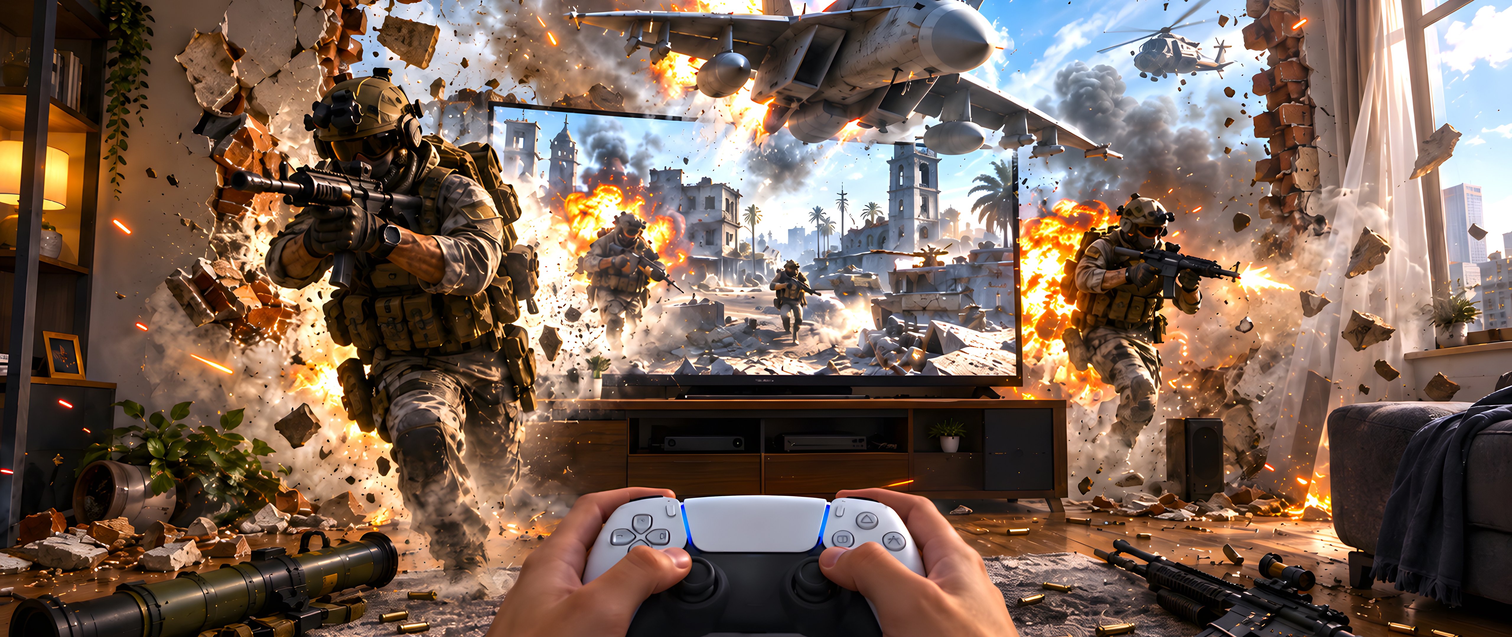Battlefield прорывается сквозь экран - 5K2K UltraWide 21:9 обои в разрешении 5120x2160