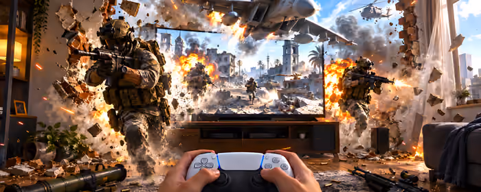 Dual Monitor Wallpapers Airplane (7680x2160): PlayStation 5, Battlefield, airplane, explosion