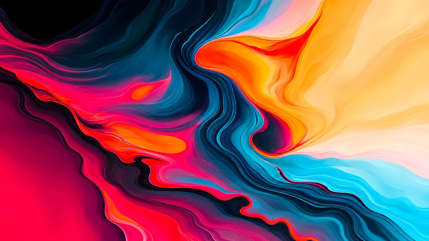 Плотные абстрактные цветные волны - Обои для ноутбука WXGA в разрешении 1366x768