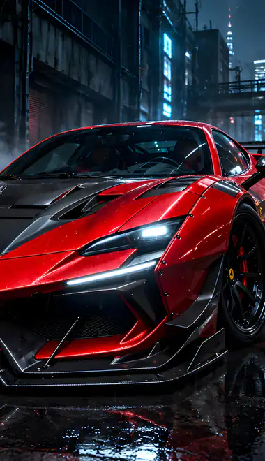Rain Wallpapers for Xiaomi 15T (1280x2772): Ferrari SF90 XX Stradale, Ferrari, hypercar, night