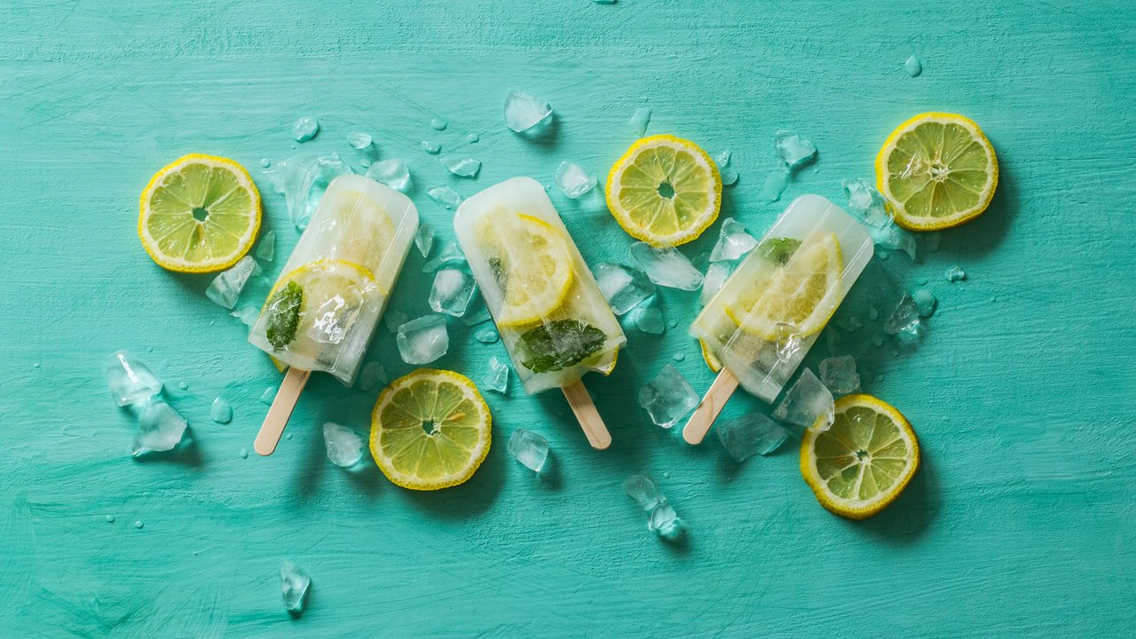 Lemon Ice Cream on Turquoise Surface - HDV 720p wallpapers in 1280x720 resolution