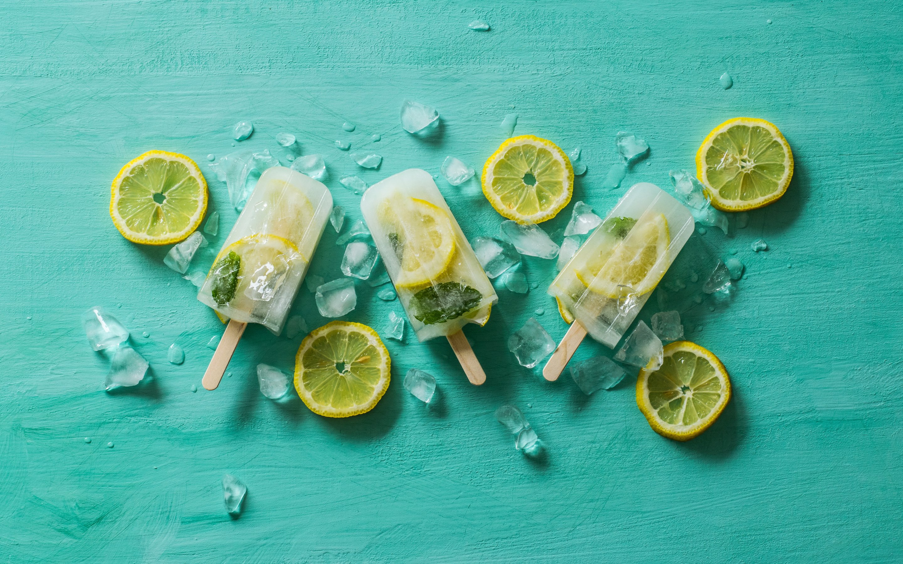 Lemon Ice Cream on Turquoise Surface - Wallpapers for Apple MacBook 15″ in 2880x1800 resolution