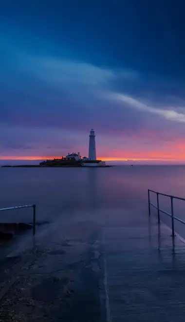 Wallpapers for Samsung Galaxy A13/A14/A53, Realme 12 Pro 5G, POCO M5 (1080x2408): sunset, lighthouse, sea, coast