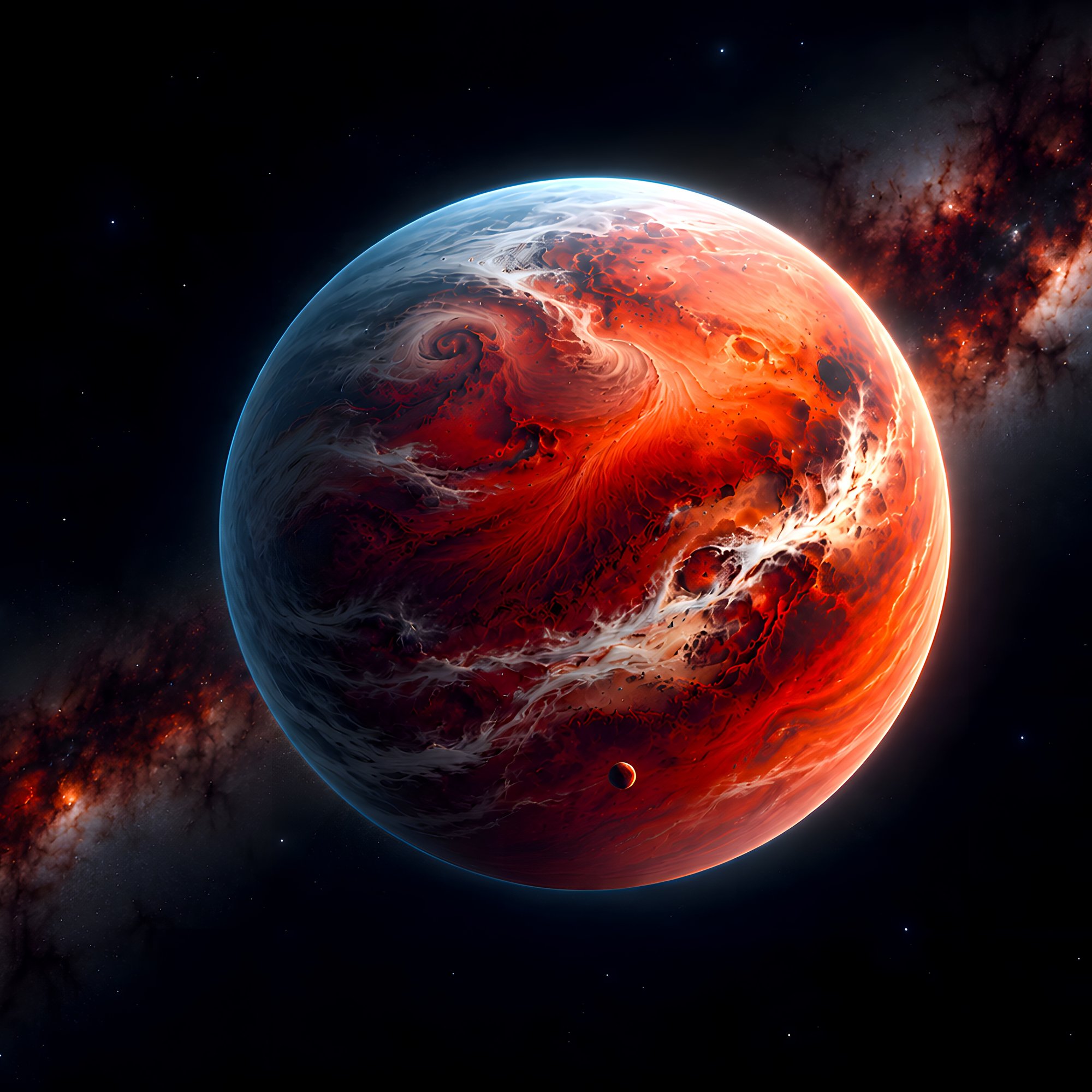 Mars on the background of the Milky Way - Wallpapers for Samsung/Xiaomi in 2000x2000 resolution