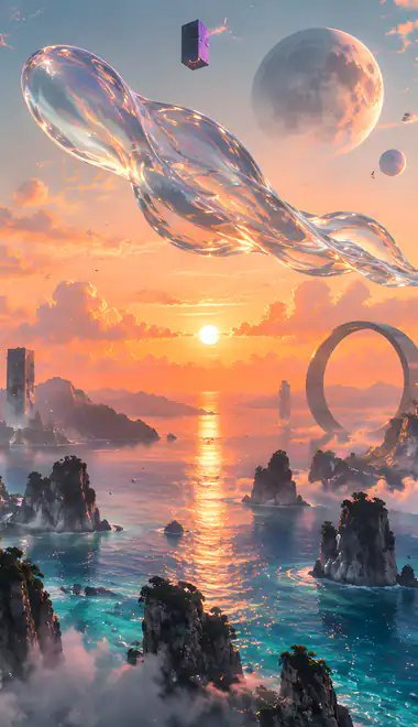 Wallpapers for Samsung Galaxy A13/A14/A53, Realme 12 Pro 5G, POCO M5 (1080x2408): futurism, villa, ocean, man
