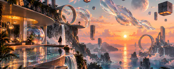 UltraWide 21:9 wallpapers (2560x1080): futurism, villa, ocean, man