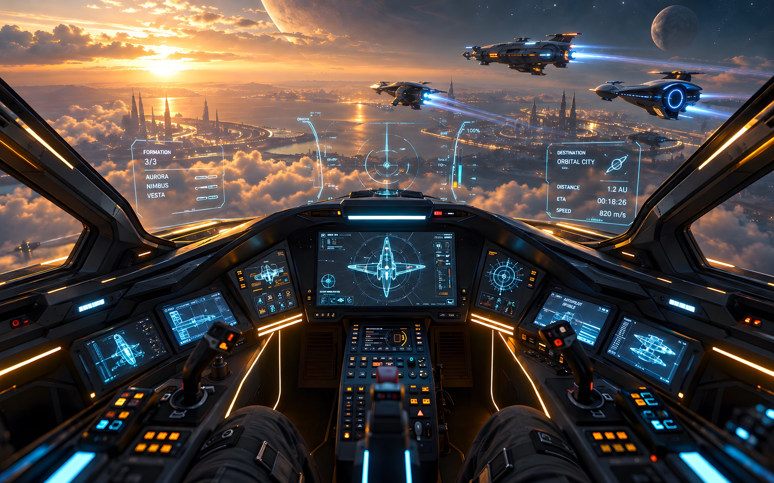 View from the cockpit of the spacecraft - WQXGA and for Apple MacBook Air 13 wallpapers in 2560x1600 resolution