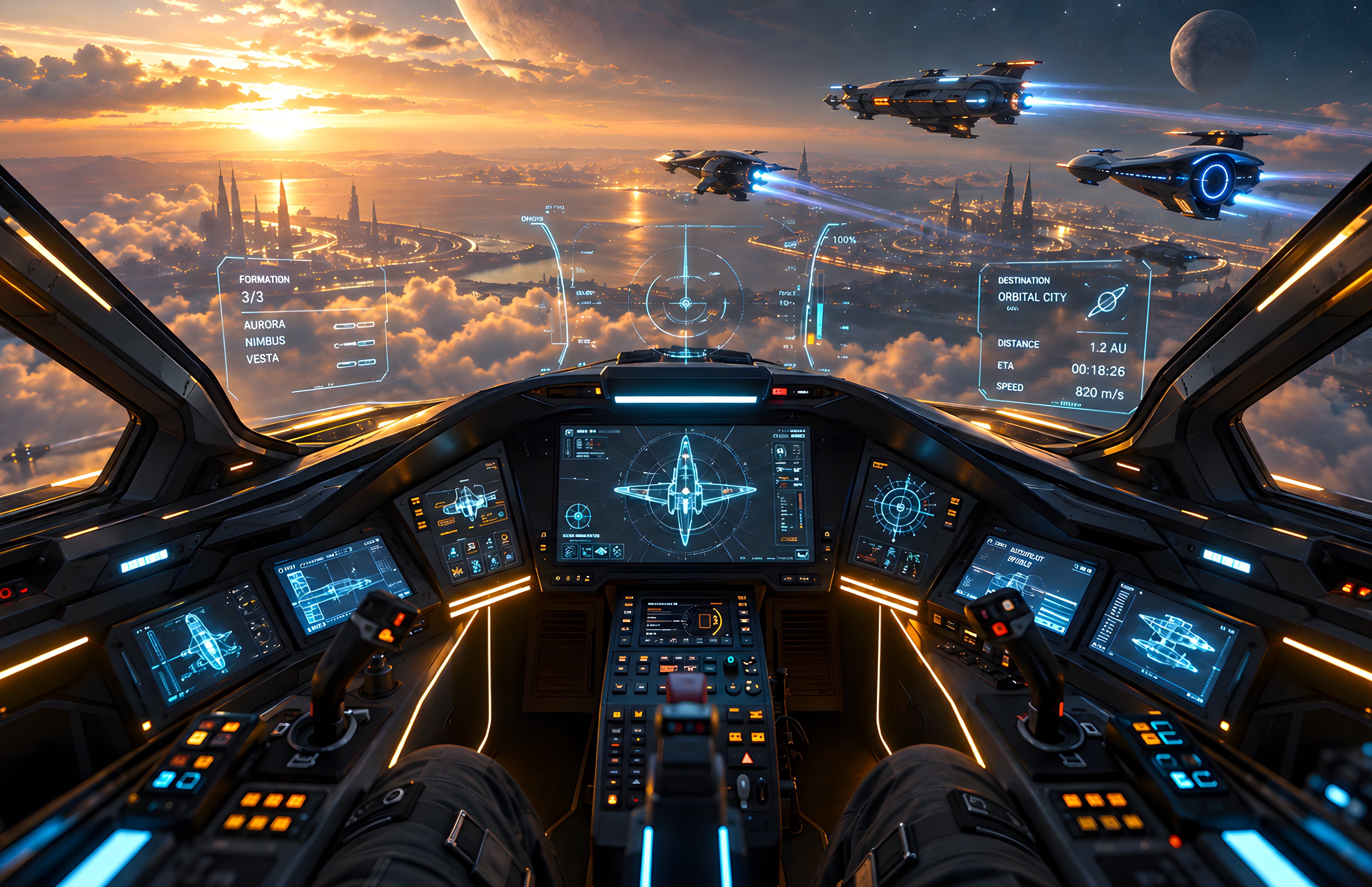 View from the cockpit of the spacecraft - Wallpapers for Apple MacBook 16.2″ in 3456x2234 resolution