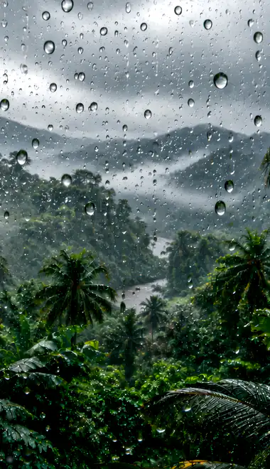 Wallpapers for Samsung Galaxy Z Fold 2/3 (1768x2208): jungles, palms, rain, drops