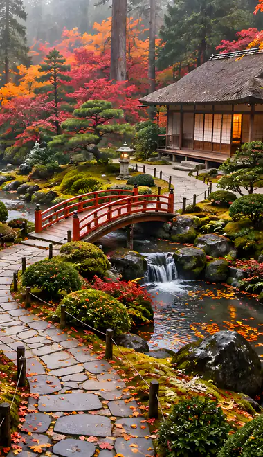 Wallpapers for iPhone X/XS/11 Pro (1125x2436): Japan, garden, autumn, autumn leaves