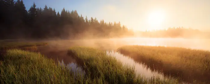 5K2K UltraWide 21:9 wallpapers (5120x2160): sunrise, river, fog, forest