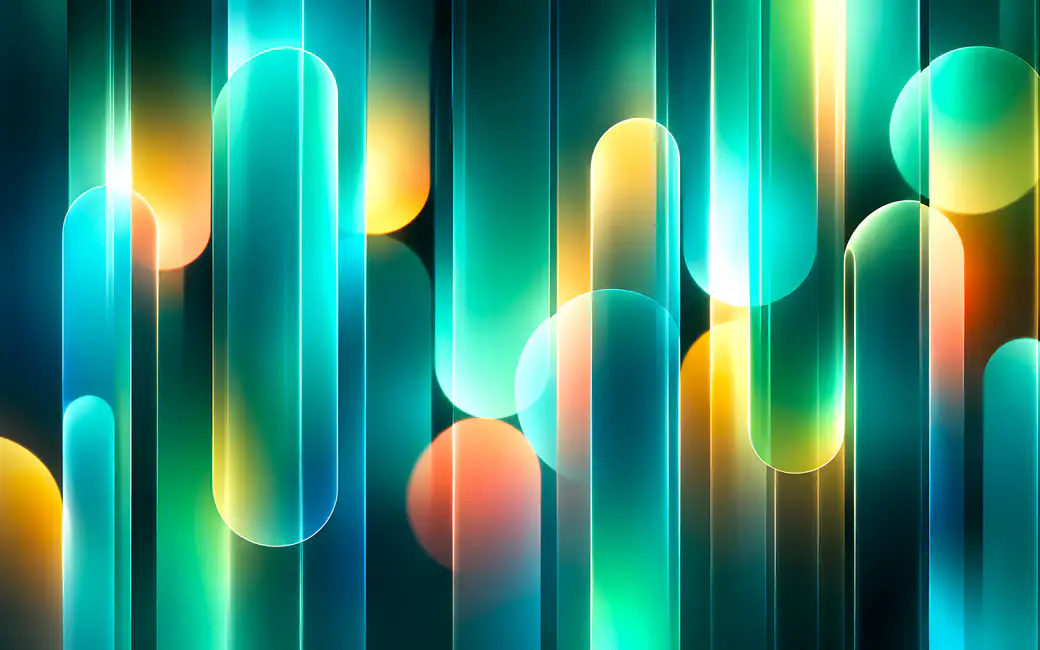 Neon capsules on a gradient background — desktop and phone wallpaper, free download