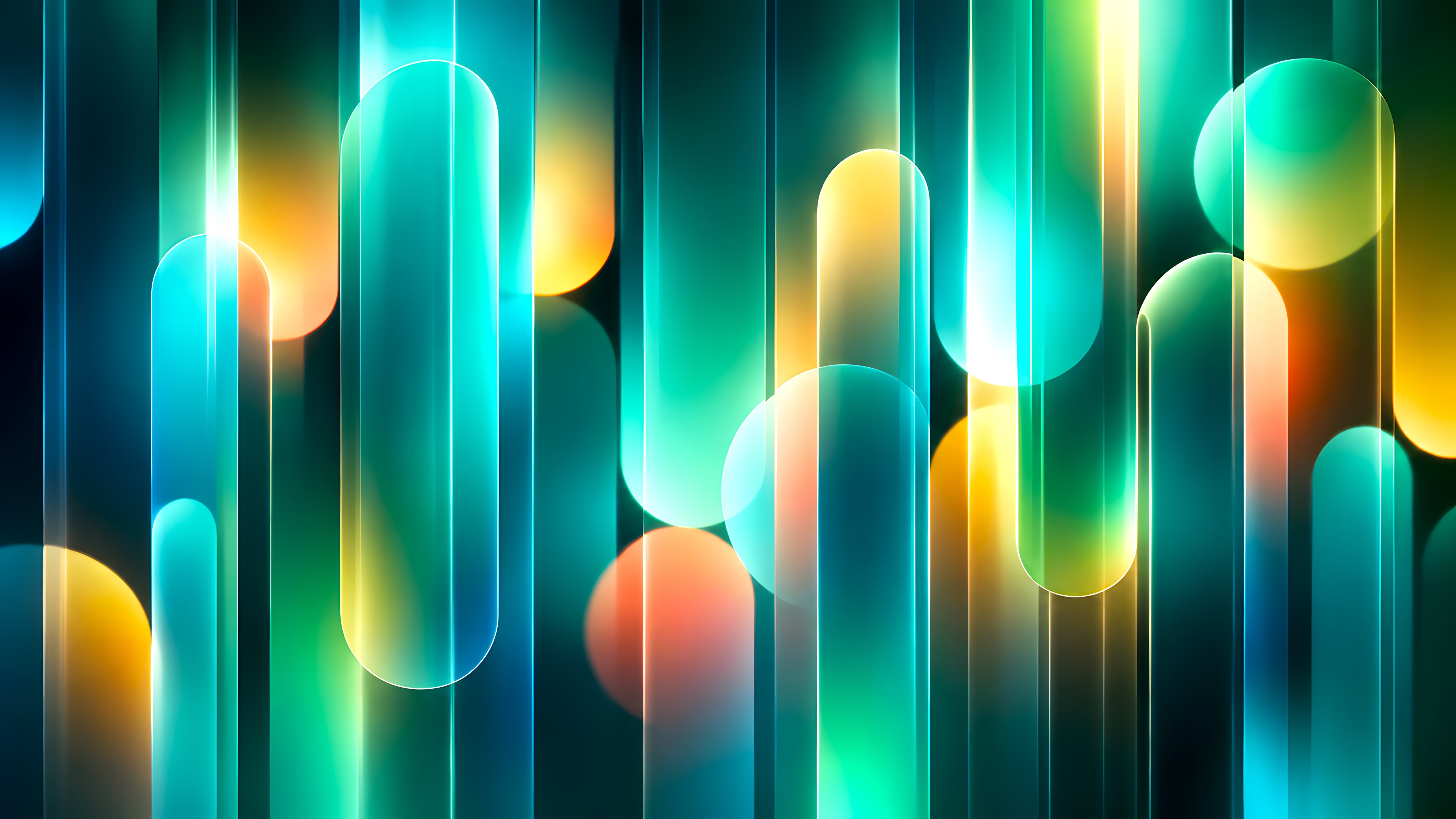 Neon capsules on a gradient background - 5K wallpapers in 5120x2880 resolution