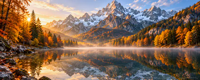 UltraWide 21:9 wallpapers (2560x1080): autumn, sunrise, mountains, lake